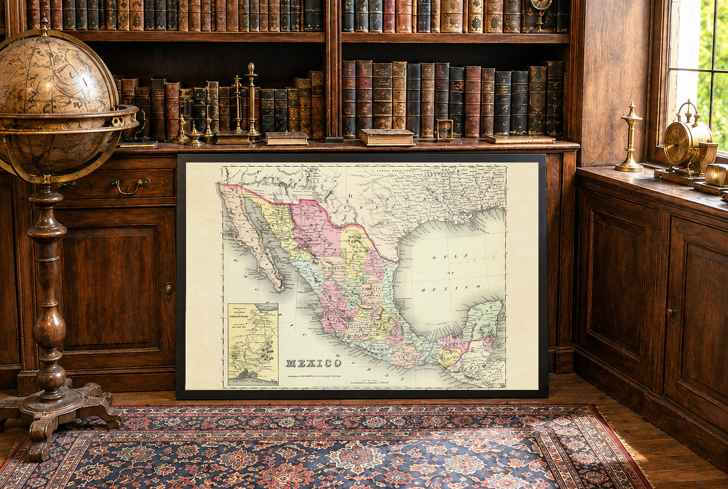 1856 Mexico Cartografie Print - Vintage Kaart met Staatsgrenzen en Regionale Details