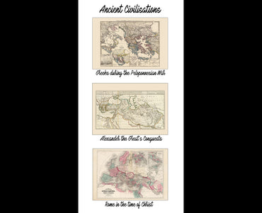 Oude Beschavingen Kaart Poster - Griekenland, Alexander de Grote & Romeins Rijk Muurkunst