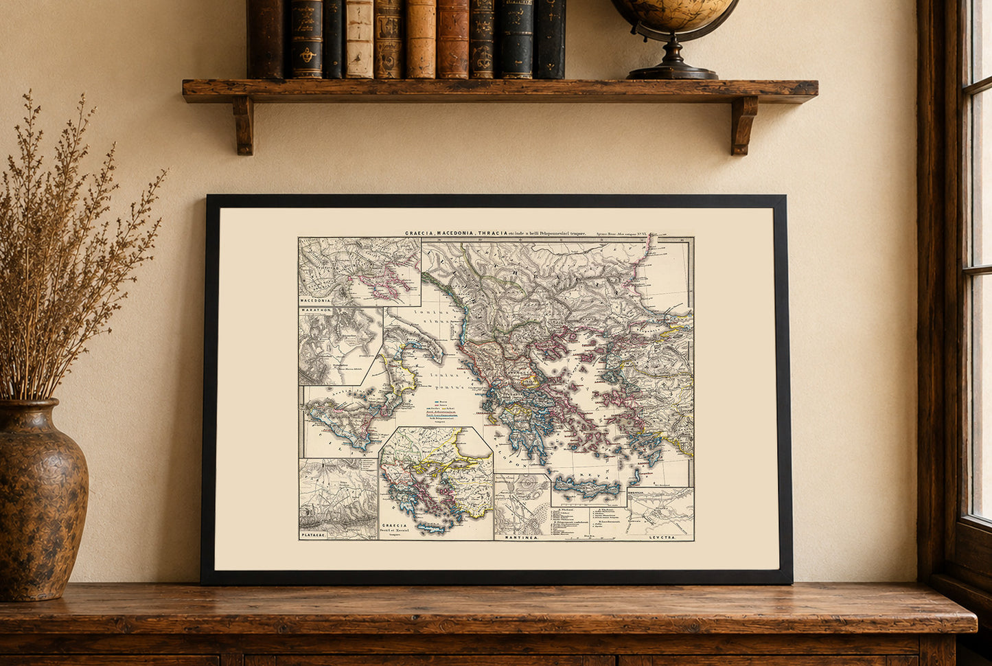 Oud-Griekenland Kaart Poster - Vintage Griekse & Macedonische Historische Atlas Muurkunst