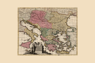Balkan Schiereiland 1740 - Historische Kaart van Zuidoost-Europa