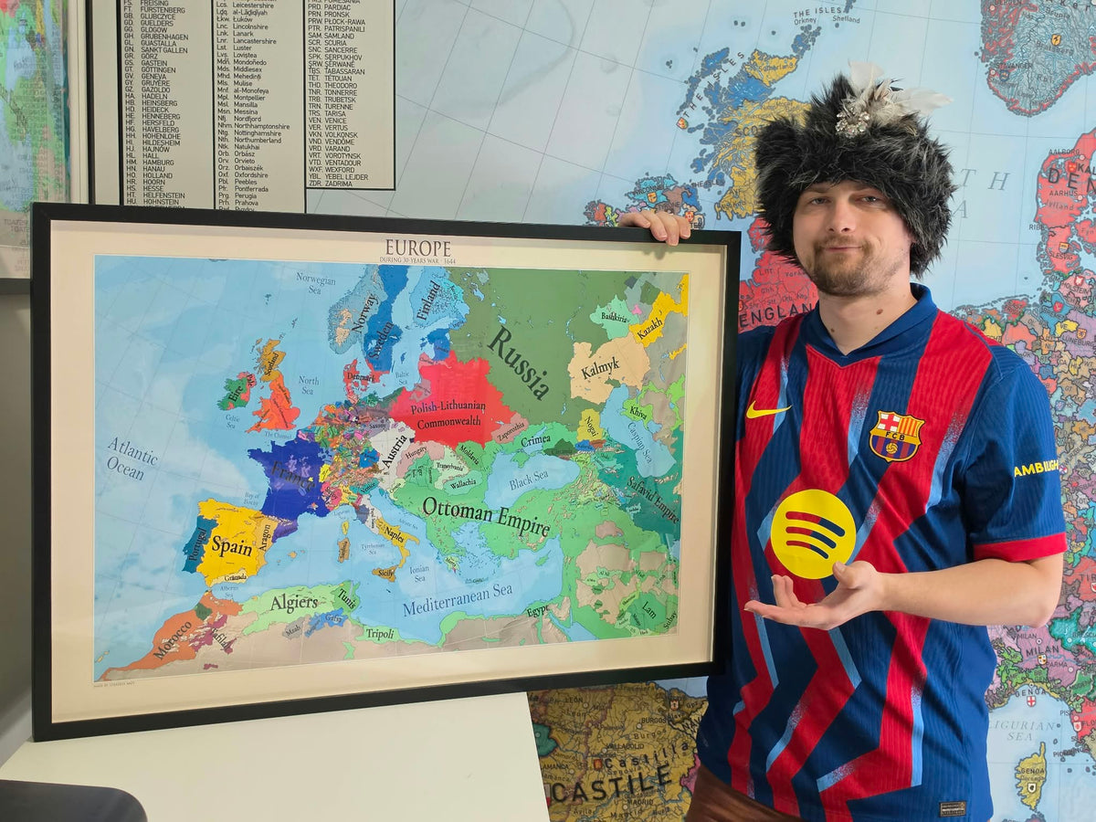 Poster della mappa dell'Europa nel 1644 - Guerra dei Trent'anni