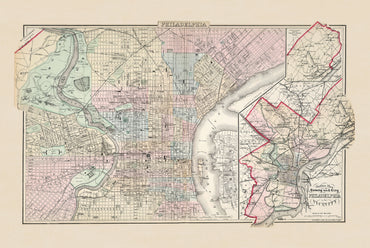 Philadelphia 1883 - Historical City Map Poster