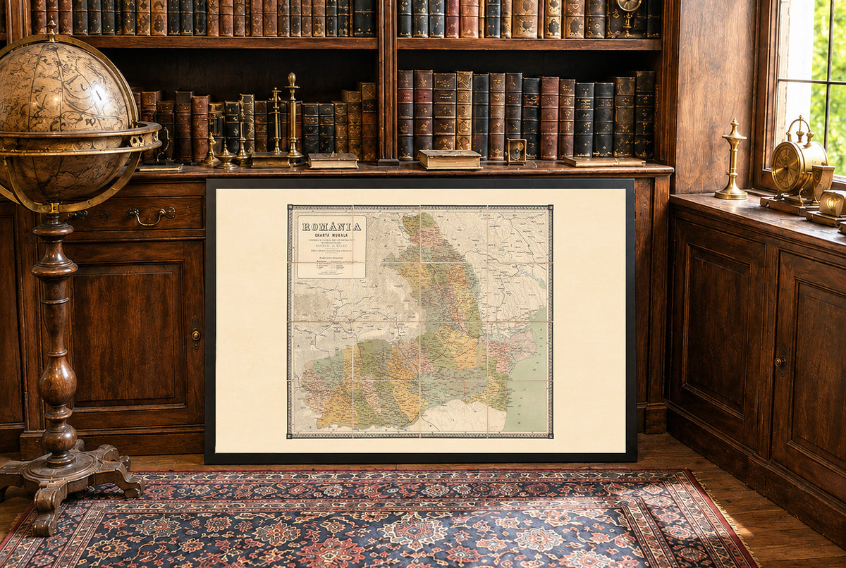 Roumanie 1883 - Charta Murala - Affiche Carte Historique du Royaume de Roumanie
