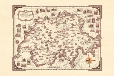 Zwitserland Picturale Kaart Poster (1936) - Vintage Zwitserse Reis Muurkunst
