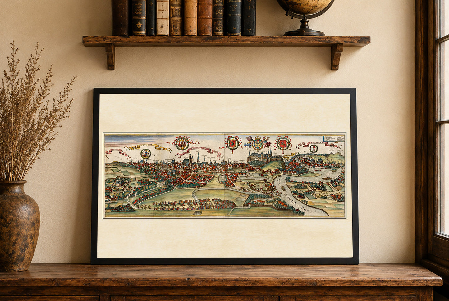 Vintage Krakau Kaart Muurkunst - 1618 Cracovia Metropool Gravure Print