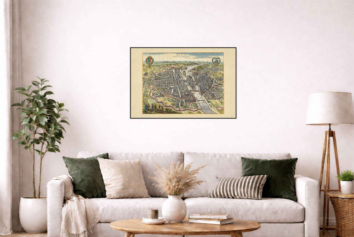 Paris 1620 - by Caspar Merian - Historical Bird’s-Eye City View Poster