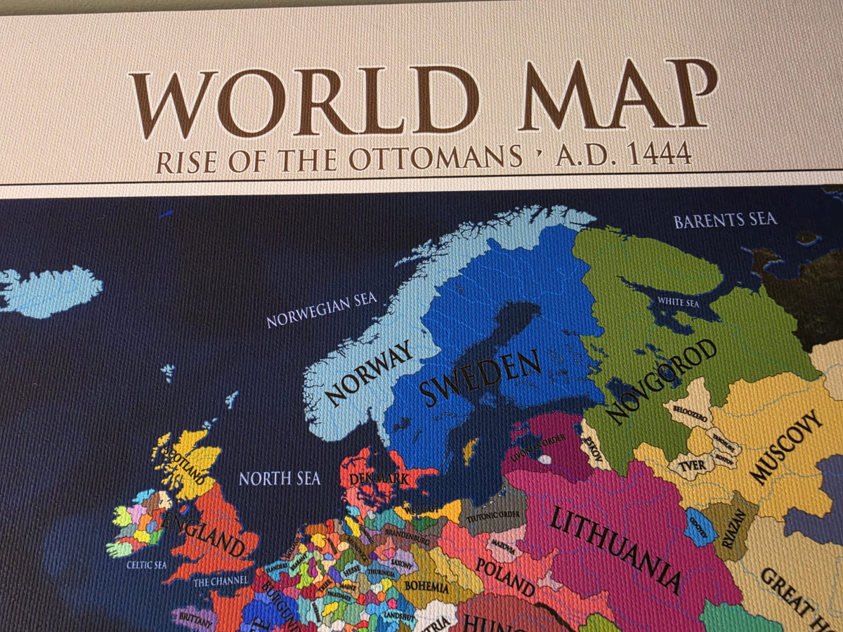Plakat Mapa Świata 1444 - Historyczna Mapa Polityczna z Flagami