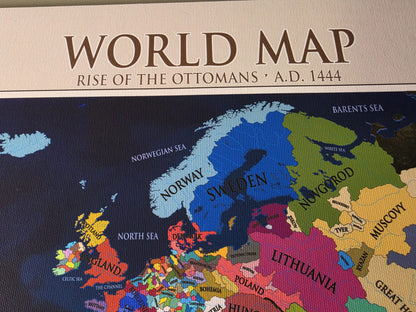 Plakat Mapa Świata 1444 - Historyczna Mapa Polityczna z Flagami