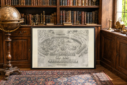 1572 Lepanto Kaart Poster - Historisch Zeeslagplan van de Heilige Liga tegen de Ottomaanse Vloot