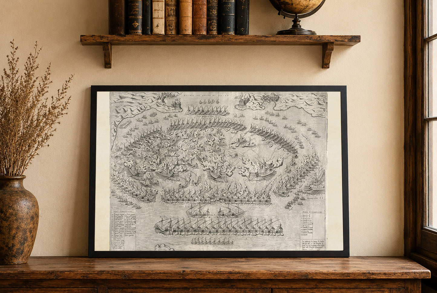 1572 Lepanto Kaart Poster - Historisch Zeeslagplan van de Heilige Liga tegen de Ottomaanse Vloot