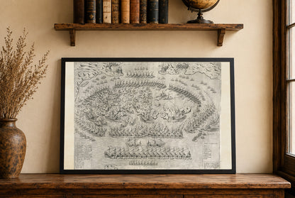 1572 Lepanto Kaart Poster - Historisch Zeeslagplan van de Heilige Liga tegen de Ottomaanse Vloot