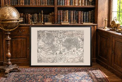 1594 World Map “Orbis Terrarum Typus” - Decorative Double Hemisphere Print