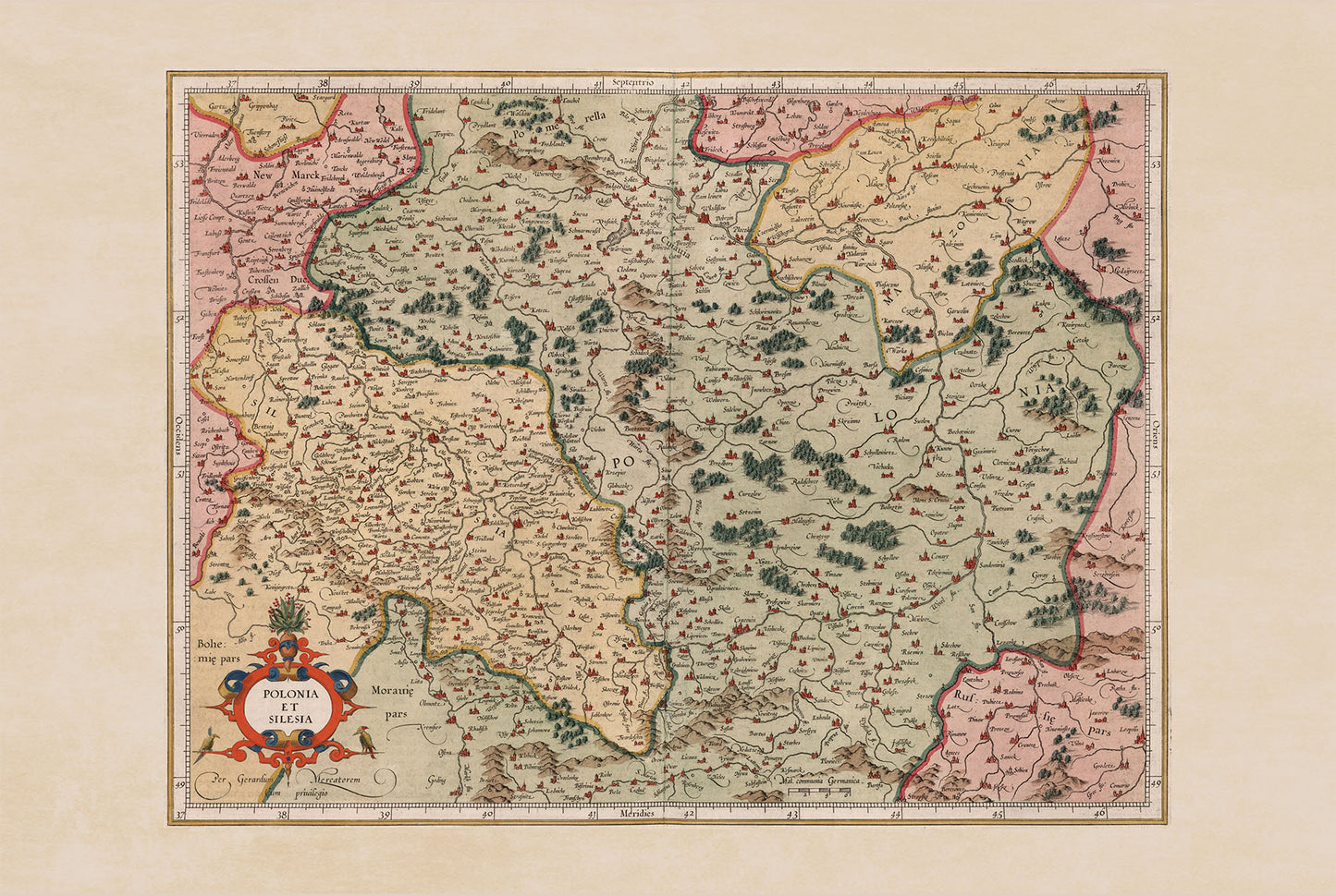 1623 Polonia Et Silesia Kaart - Vintage Atlas Kaart van Polen & Silezië