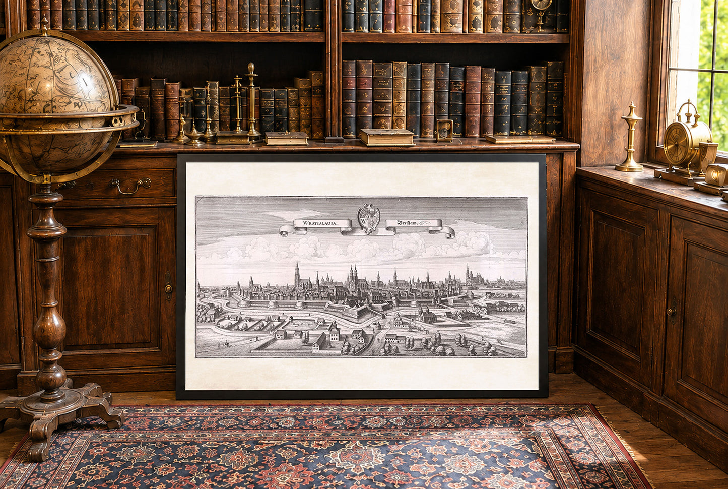 1650 Wroclaw Kaart Poster - Breslau Stadsplan met Vestingwerken en Kerkspitsen