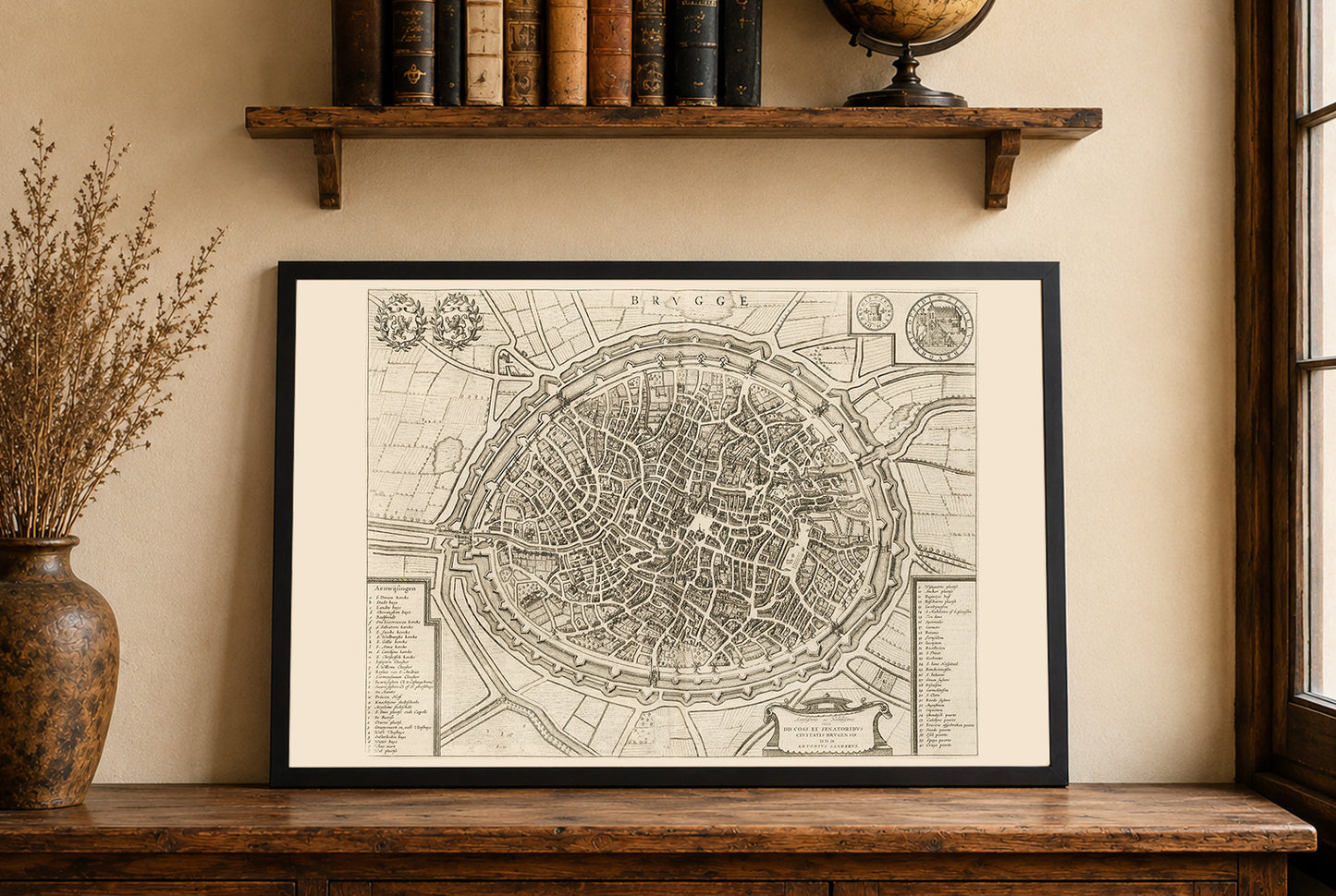 1652 Brugge Cartografie Afdruk - Vintage Kaart met Intricate Stadsontwerp