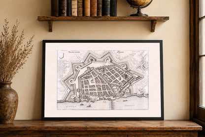Carte Antique de Toruń de 1652 - Vue à Vol d’Oiseau - Art Mural Vintage Polonais