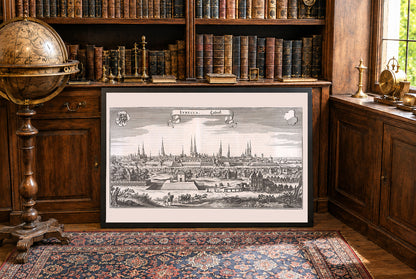 1653 Lübeck Kaart Poster - Gedetailleerd Panoramisch Stadsplan met Hanzestadsarchitectuur