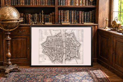 1688 Parma Kaart Poster - Vroegmoderne Stadsplan met Gedetailleerde Stadsindeling