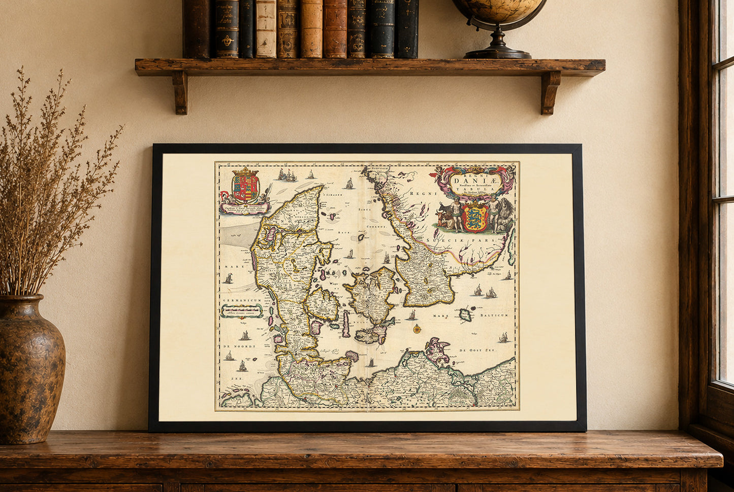 Impression de carte du Danemark de 1690 - Illustration des frontières historiques du Royaume