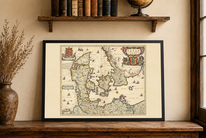 Impression de carte du Danemark de 1690 - Illustration des frontières historiques du Royaume
