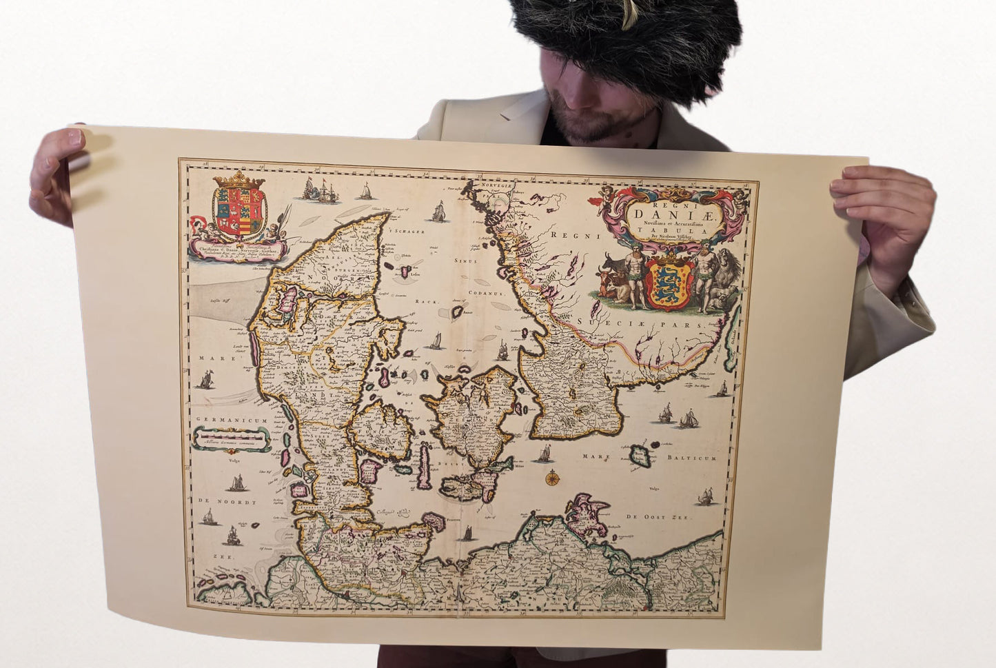 Impression de carte du Danemark de 1690 - Illustration des frontières historiques du Royaume