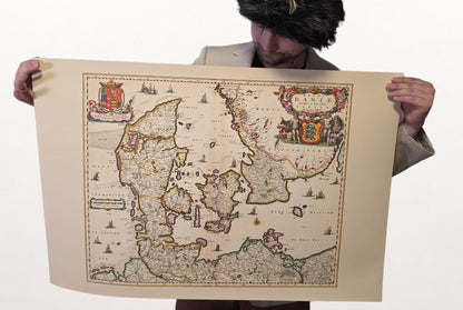 Impression de carte du Danemark de 1690 - Illustration des frontières historiques du Royaume