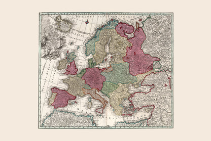 1730 Europa - Historische Muurkaart van het Begin van de 18e Eeuw