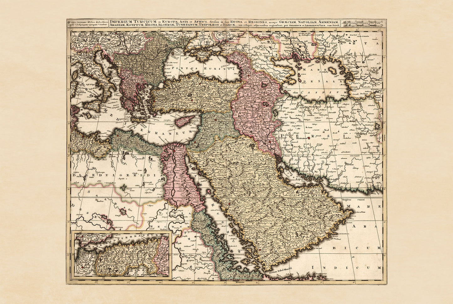 1740 Ottomaanse Rijk - Historische Muurkaart uit de 18e Eeuw