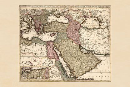 1740 Ottomaanse Rijk - Historische Muurkaart uit de 18e Eeuw