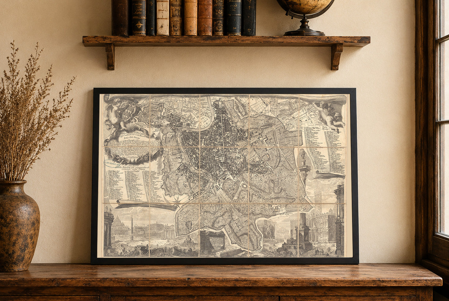 1773 Rome Cartografie Afdruk - Vintage Stadsplan met Precieze Stadsindeling