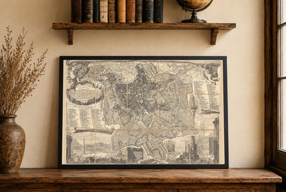 1773 Rome Cartografie Afdruk - Vintage Stadsplan met Precieze Stadsindeling