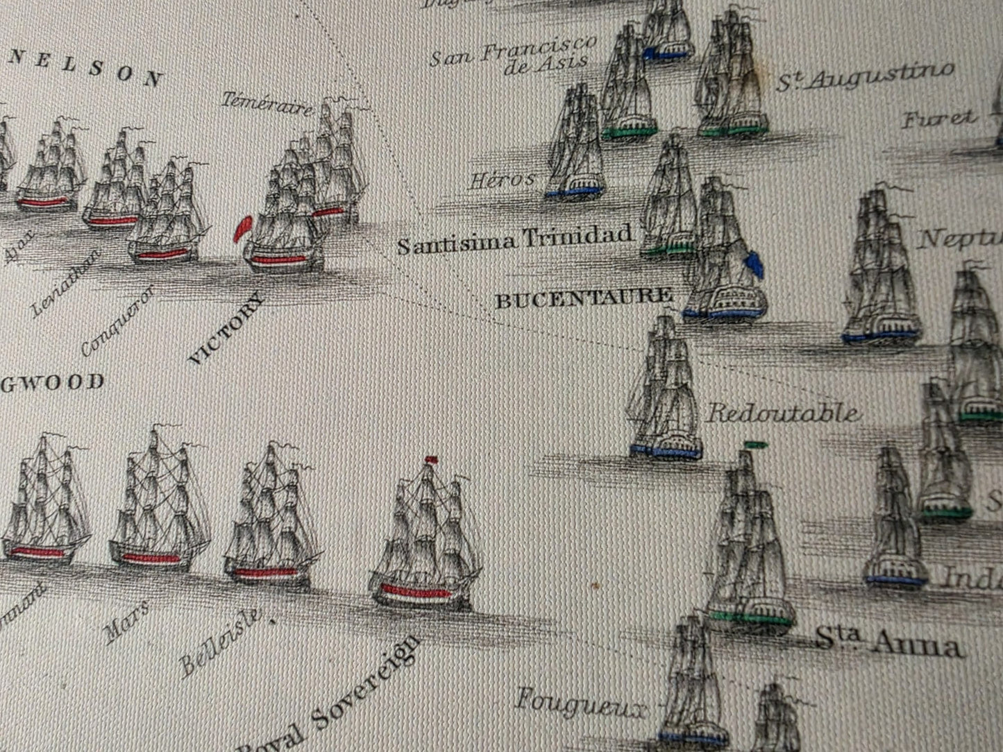 1805 Slag bij Trafalgar Cartografie Afdruk - Historische Marinekaart met Vlootposities