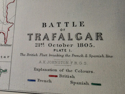 1805 Slag bij Trafalgar Cartografie Afdruk - Historische Marinekaart met Vlootposities