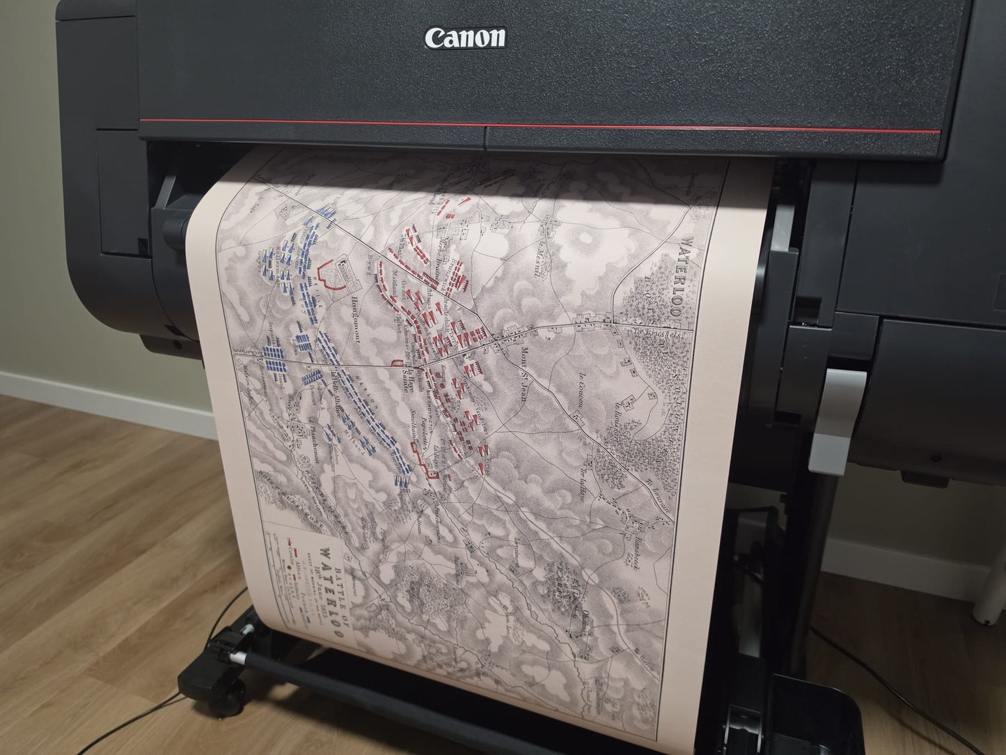 1815 Slag bij Waterloo Cartografie Afdruk - Historisch Militair Plan met Legerformaties