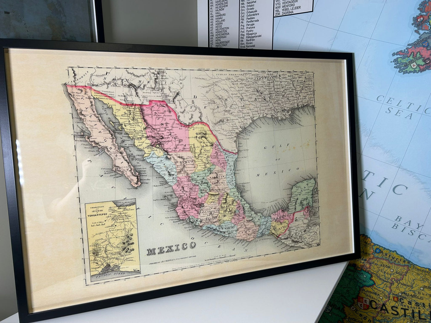 1856 Mexico Cartografie Print - Vintage Kaart met Staatsgrenzen en Regionale Details
