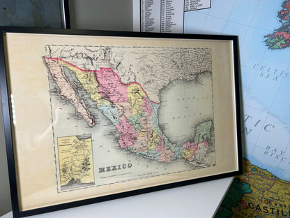 1856 Mexico Cartografie Print - Vintage Kaart met Staatsgrenzen en Regionale Details