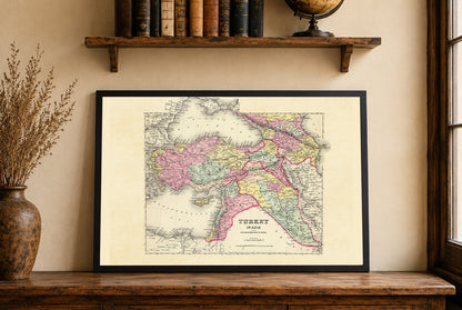 1856 Türkei Asien Kaukasus Kartografie Druck - Vintage-Karte mit detaillierten Grenzen und Geografie