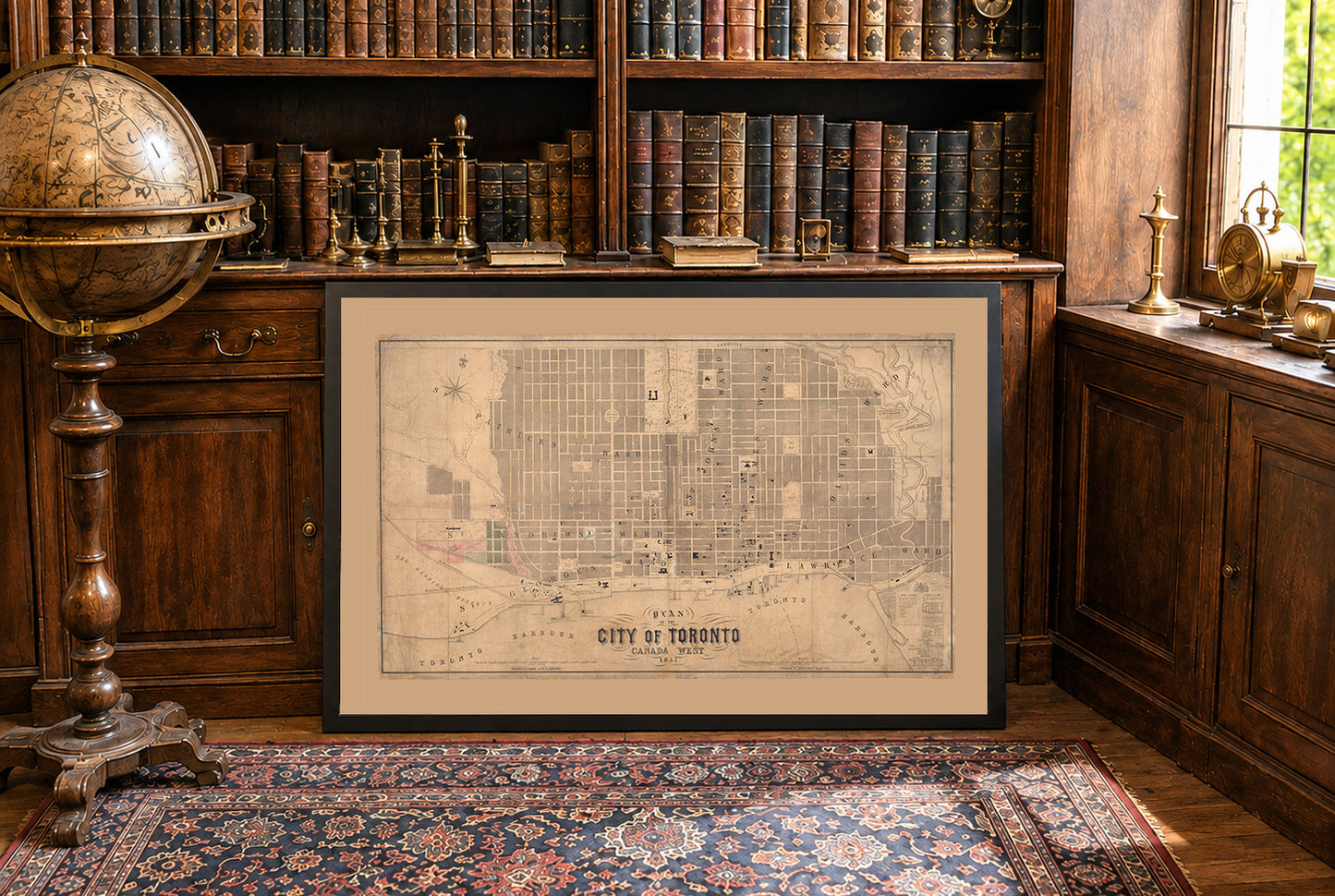 1857 Toronto Kaart Poster - Groot Formaat Stadsplan met Wijkgrenzen, Instellingen en Waterkant