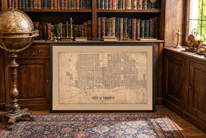 1857 Toronto Kaart Poster - Groot Formaat Stadsplan met Wijkgrenzen, Instellingen en Waterkant