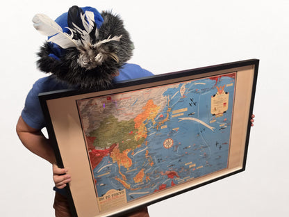 1944 Pacific Theater Kaart Poster - Op Naar Tokio Picturale Tweede Wereldoorlog Afdruk van Azië en de Pacific