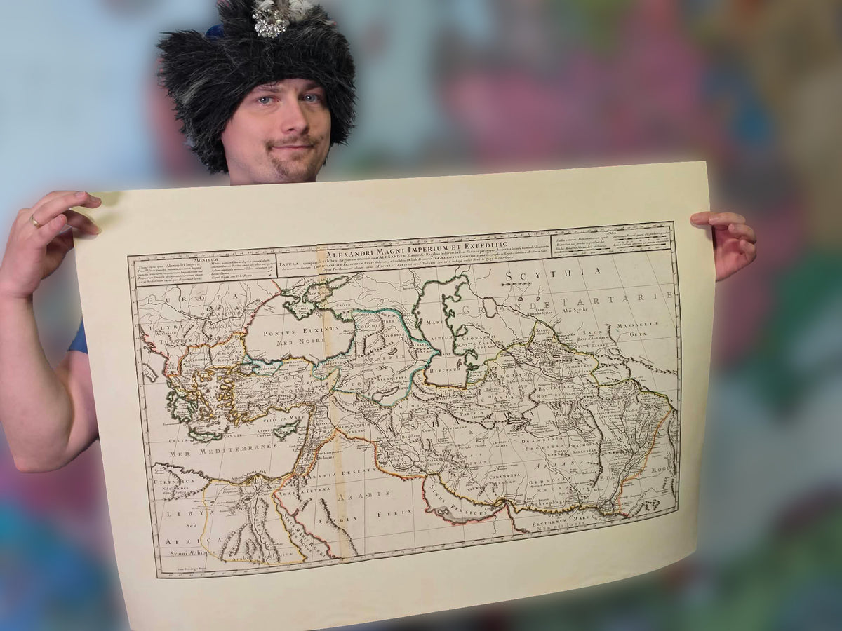 Kaart van het rijk van Alexander de Grote - Illustratie van oude veldtochten en uitbreidende gebieden