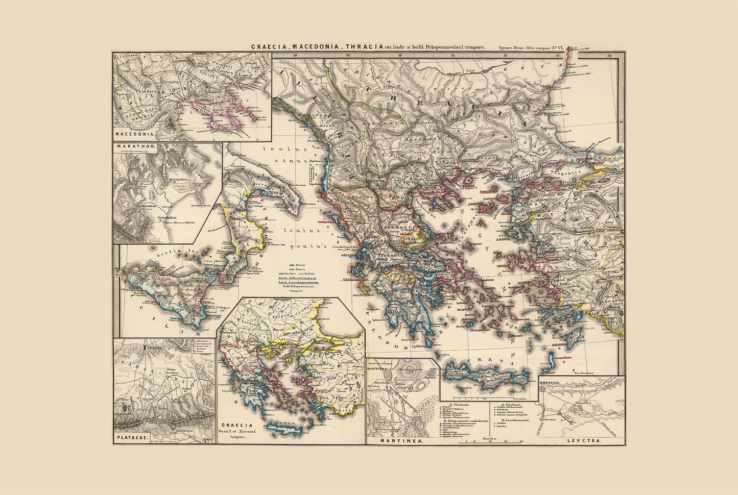 Oud-Griekenland Kaart Poster - Vintage Griekse & Macedonische Historische Atlas Muurkunst