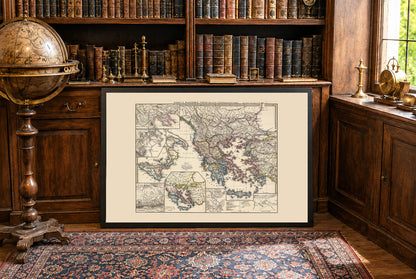 Oud-Griekenland Kaart Poster - Vintage Griekse & Macedonische Historische Atlas Muurkunst