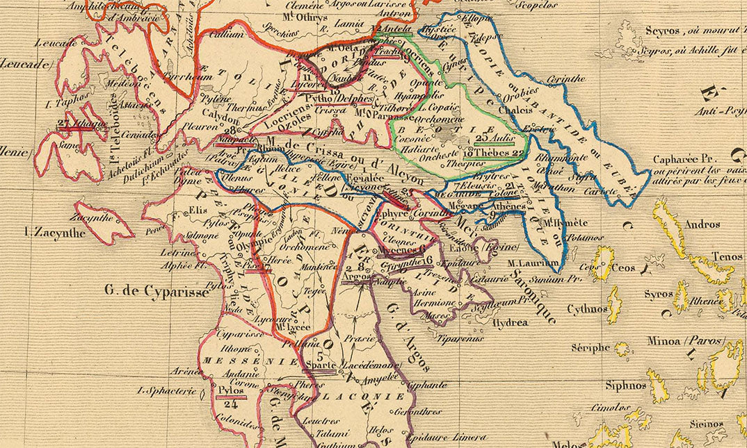 Ancient Greece & Asia Minor 1190 BC - Antoine Philippe Houze 1844 Historical Map Poster
