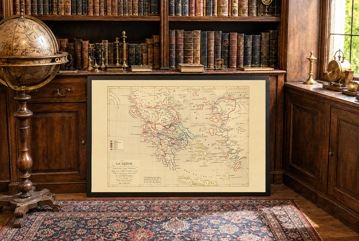 Ancient Greece & Asia Minor 1190 BC - Antoine Philippe Houze 1844 Historical Map Poster