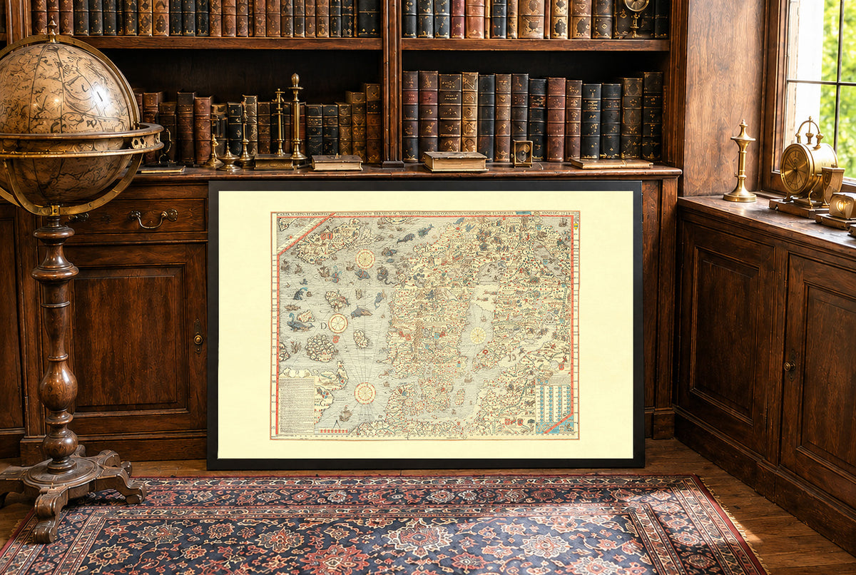 Carta Marina 1539 - Olaus Magnus - Scandinavia & Nordic Sea Monsters Historical Map Poster