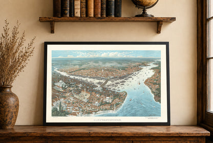 Constantinopel 1896 - Vintage Schilderij van de Ottomaanse Hoofdstad