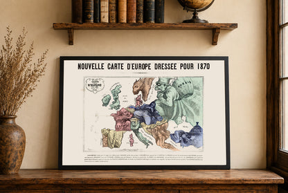 Europa 1870 - Satirische cartoonkaart van de Frans-Pruisische oorlog