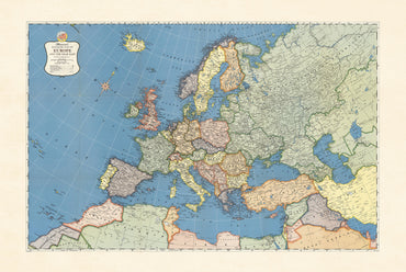Europa 1957 - Historische kaart van het Europa tijdens de Koude Oorlog