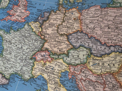 Europe 1957 - Carte historique de l'Europe de la Guerre Froide